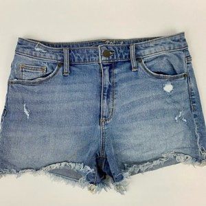 Universal Thread High Rise Shortie Frayed Blue Denim Shorts Size 8 / 29R